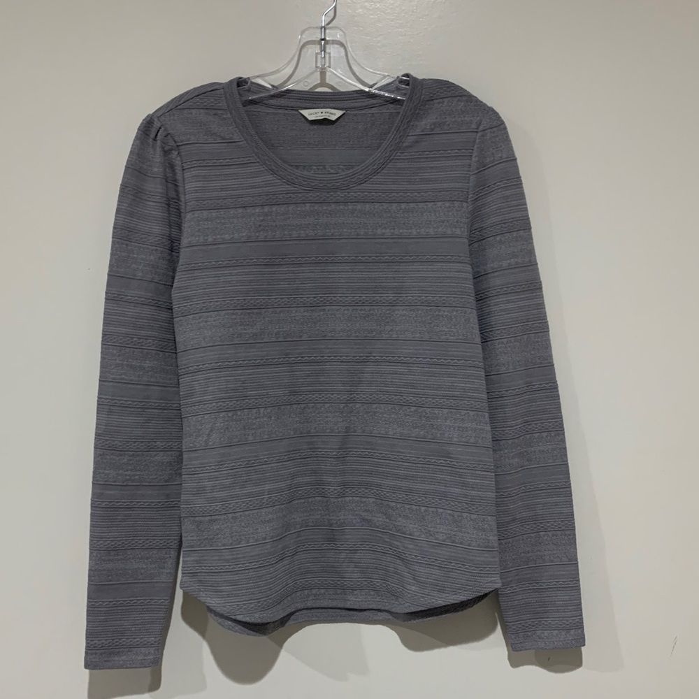 Lucky Brand Grey Cotton Sweatshirt – Women’s Size M – Long Sleeve Pullover